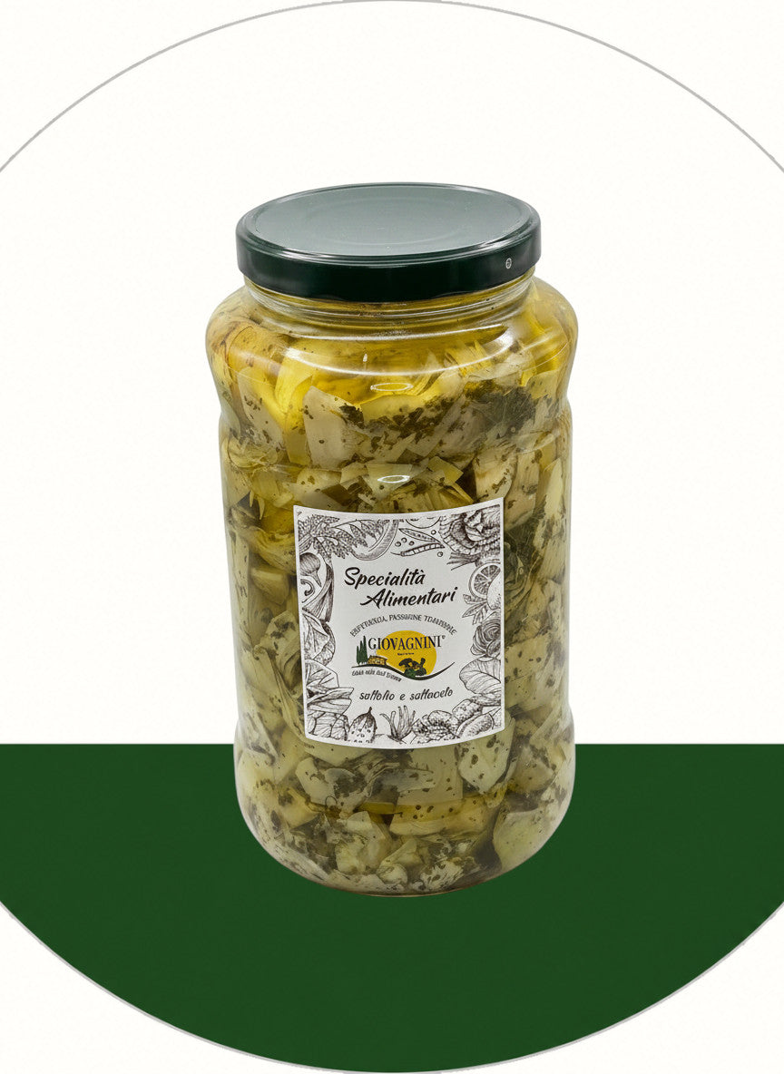 Dip-Oase.de Giovanini Artischockenherzen in Öl mit Kräutern, eingelegt in Olivenöl.